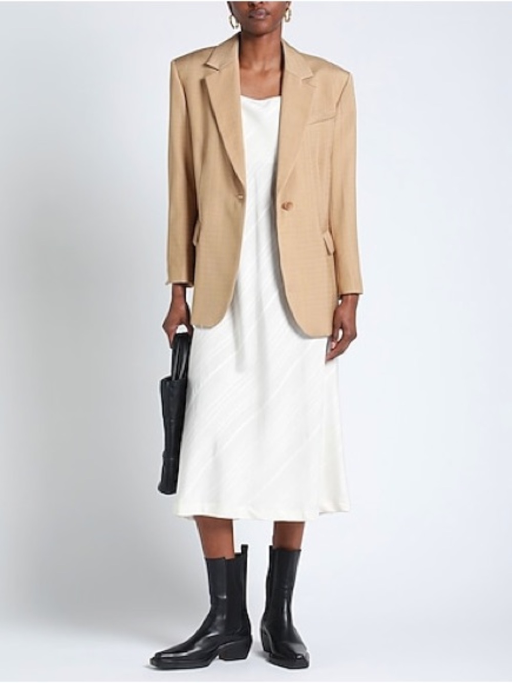 Sandro Tan Single-Button Tailored Blazer